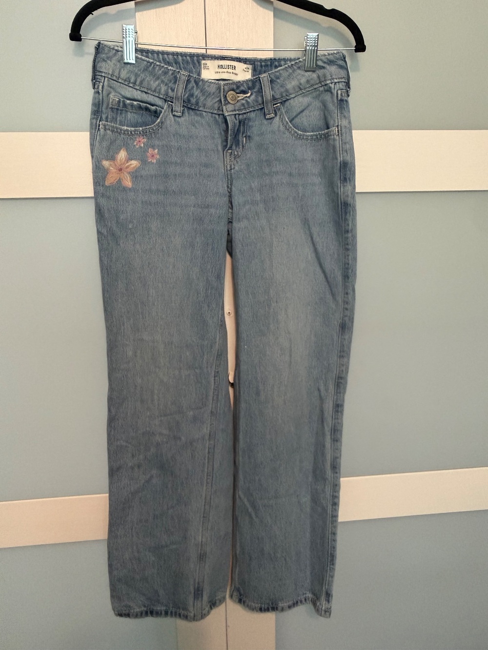 Hollister Ultra Low-Rise Baggy Jeans with Floral